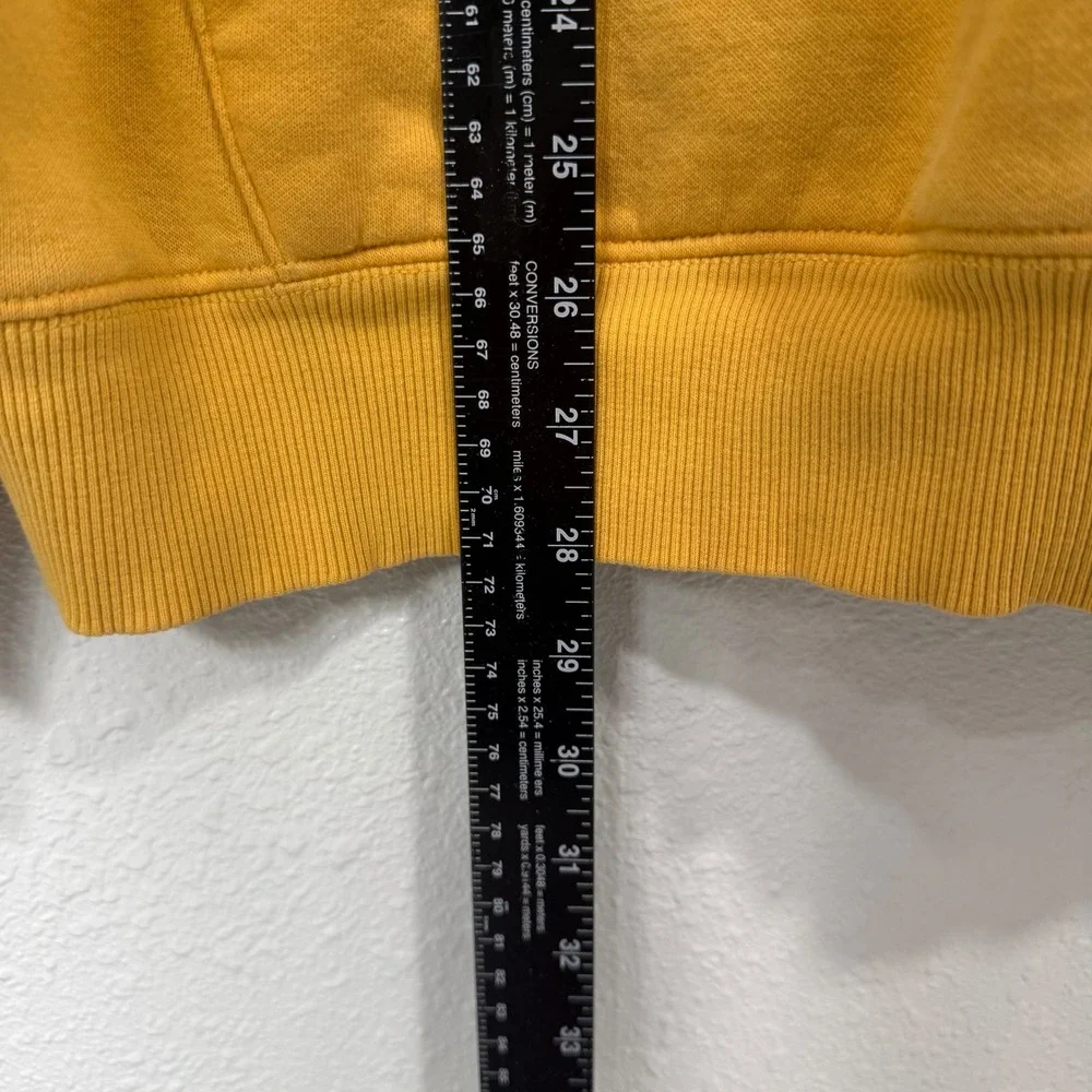The North Face Mens Hoodie Mustard Yellow Graphic Logo Pullover Sweatshirt L